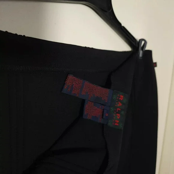 Vtg Y2K Ralph Lauren‎ Green Tartan Label Black Nylon Spandex Mini Skirt Size 0 - Picture 5 of 5